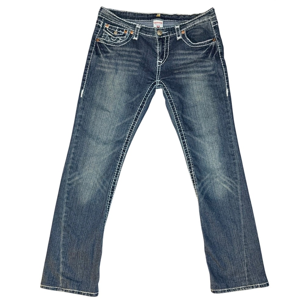 True Religion Womens Joey Mid Rise Super T Flap Flare Jean 32 *Hemmed - Picture 4 of 8